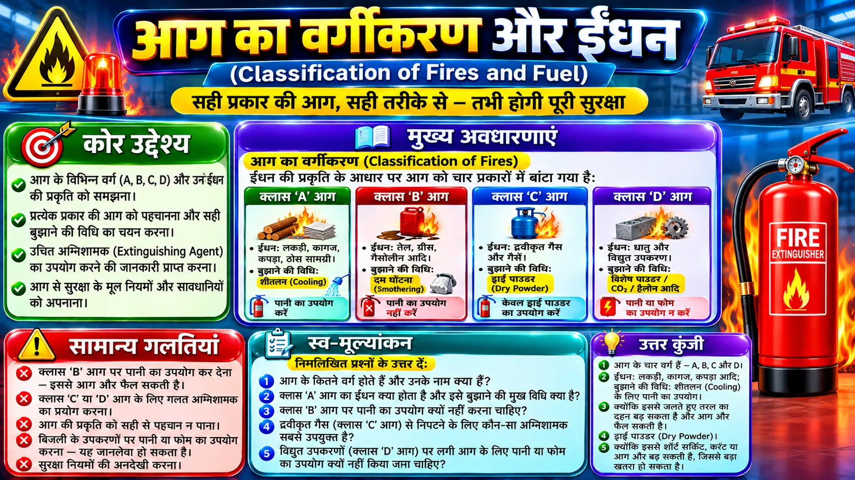 1.1.04 આગ – પ્રકારો – અગ્નિશામક  – Fire – Types – Extinguishers