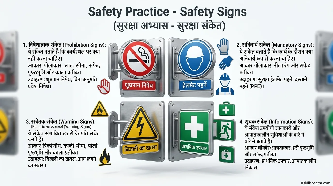 1.1.03 સુરક્ષા પ્રેકટીસ – સુરક્ષાના સંકેતો – Safety Practice – Safety signs