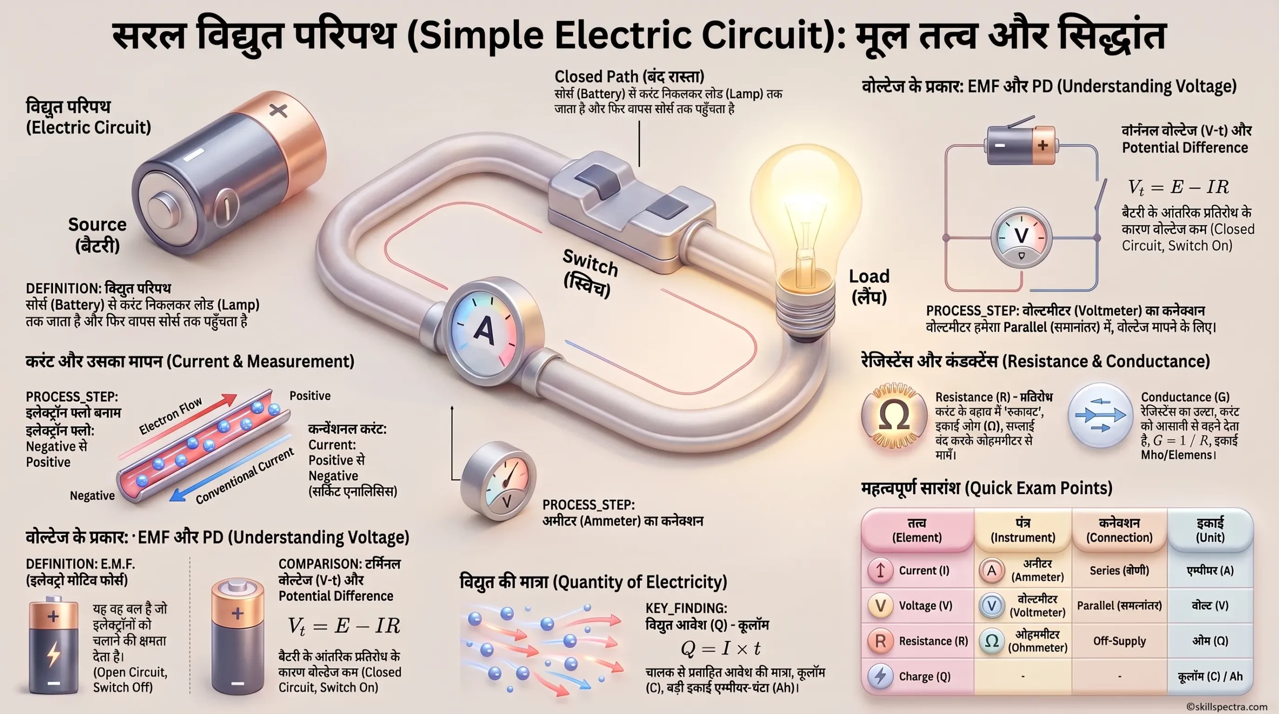 1.2.17-19 सिम्पल इलेक्ट्रिक सर्किट और इसके एलीमेंट्स (Simple electrical circuit and its elements)