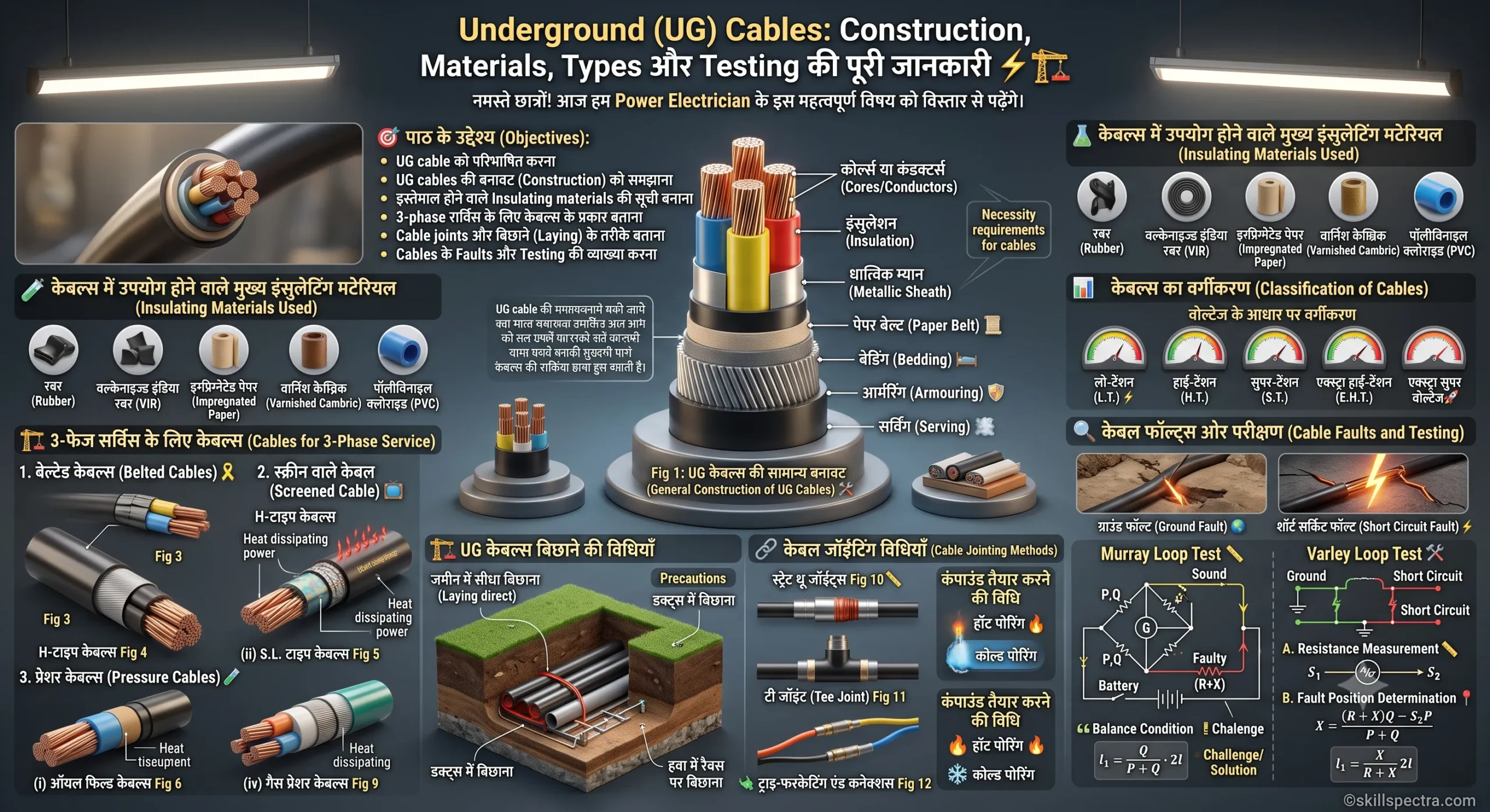 1.2.23 – 26 Underground (UG) Cables: Construction, Materials, Types और Testing